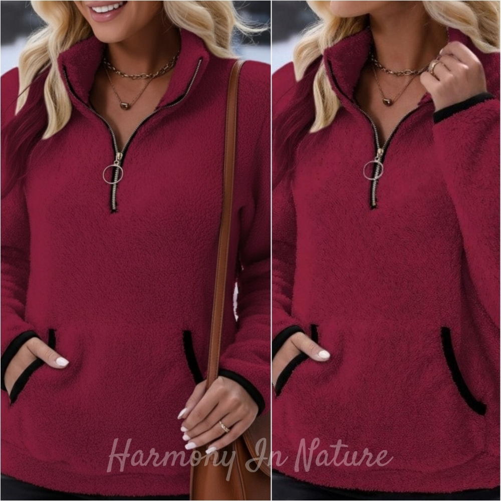 Lazy Mornings Fleece Sweatshirt - Wine Red